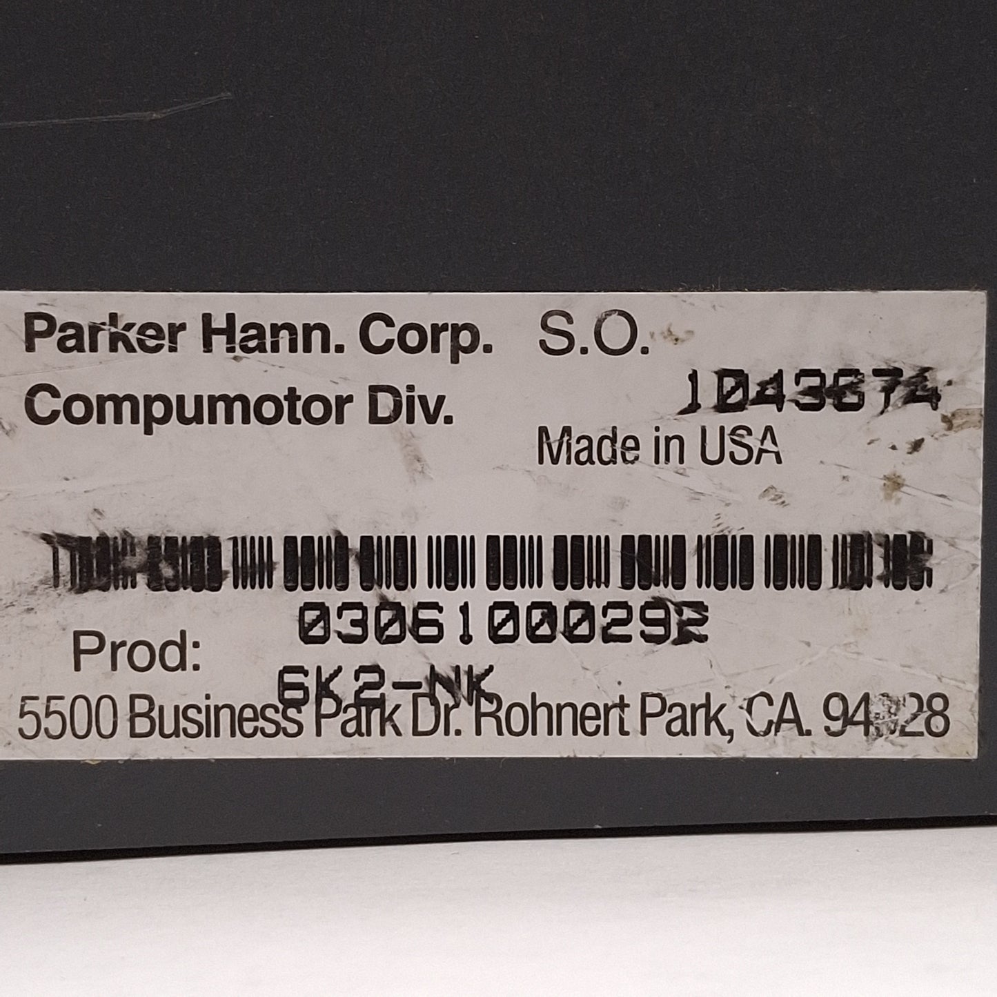 Used Parker 6K2-NK Compumotor Servo/Stepper Motion Controller, 2-Axis *No DIN Mount*