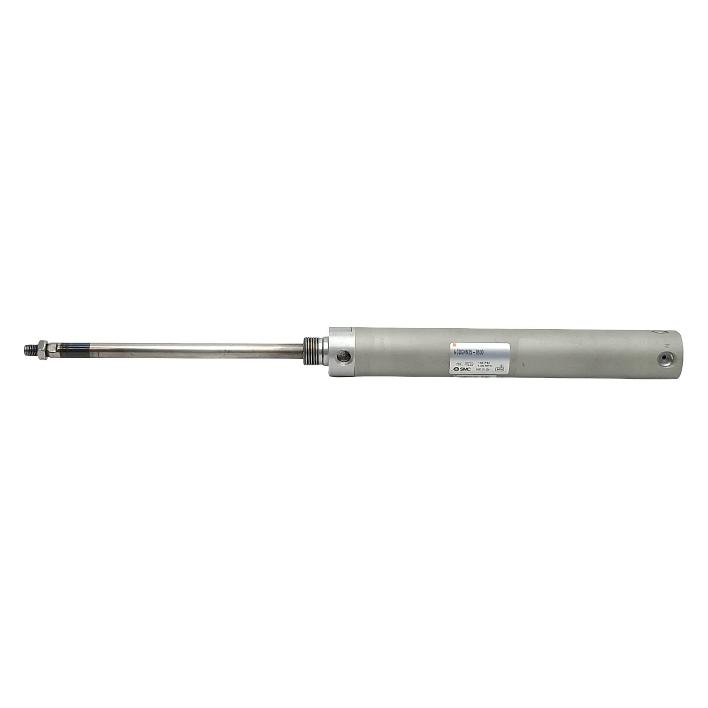 Used SMC NCDGNN25-0600 Precision Cylinder, ø1in Bore, 6in Stroke, 145psi, 1/8in NPT