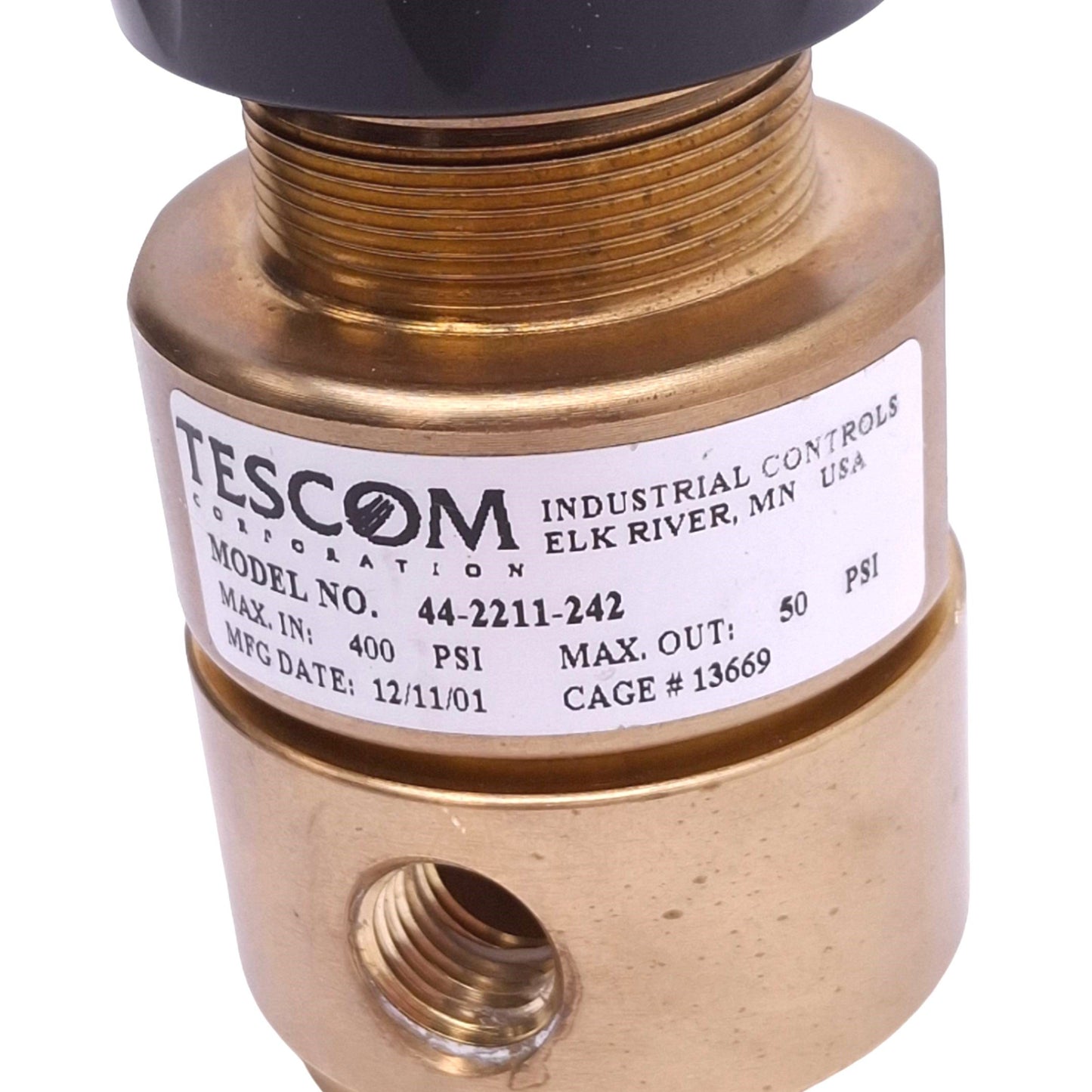 Used Tescom 44-2211-242 Pressure Regulator, 0-50psi Set, 400psi Max, 1/4in NPT