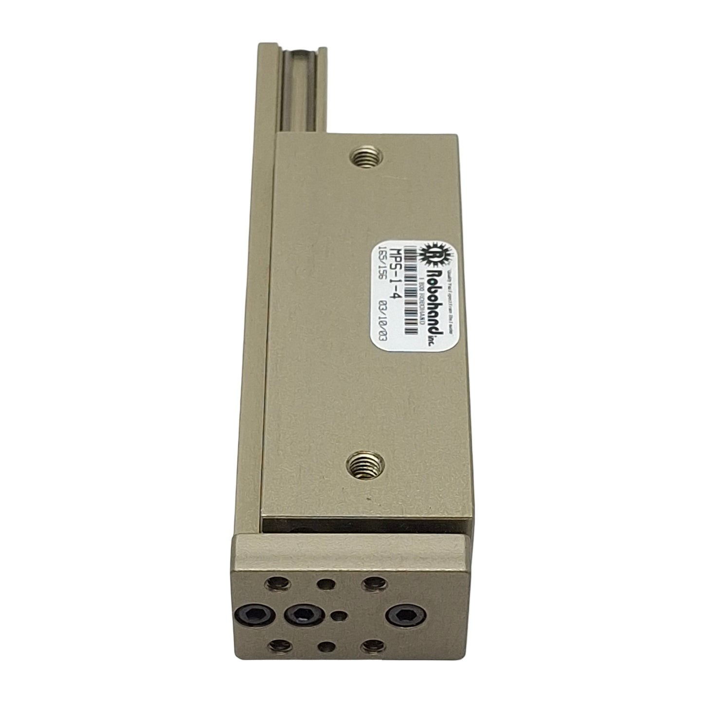 Used Robohand MPS-1-4 Mini Rail Thruster Slide, ø7/16" Bore, 2" Stroke, 15lbf, 100psi
