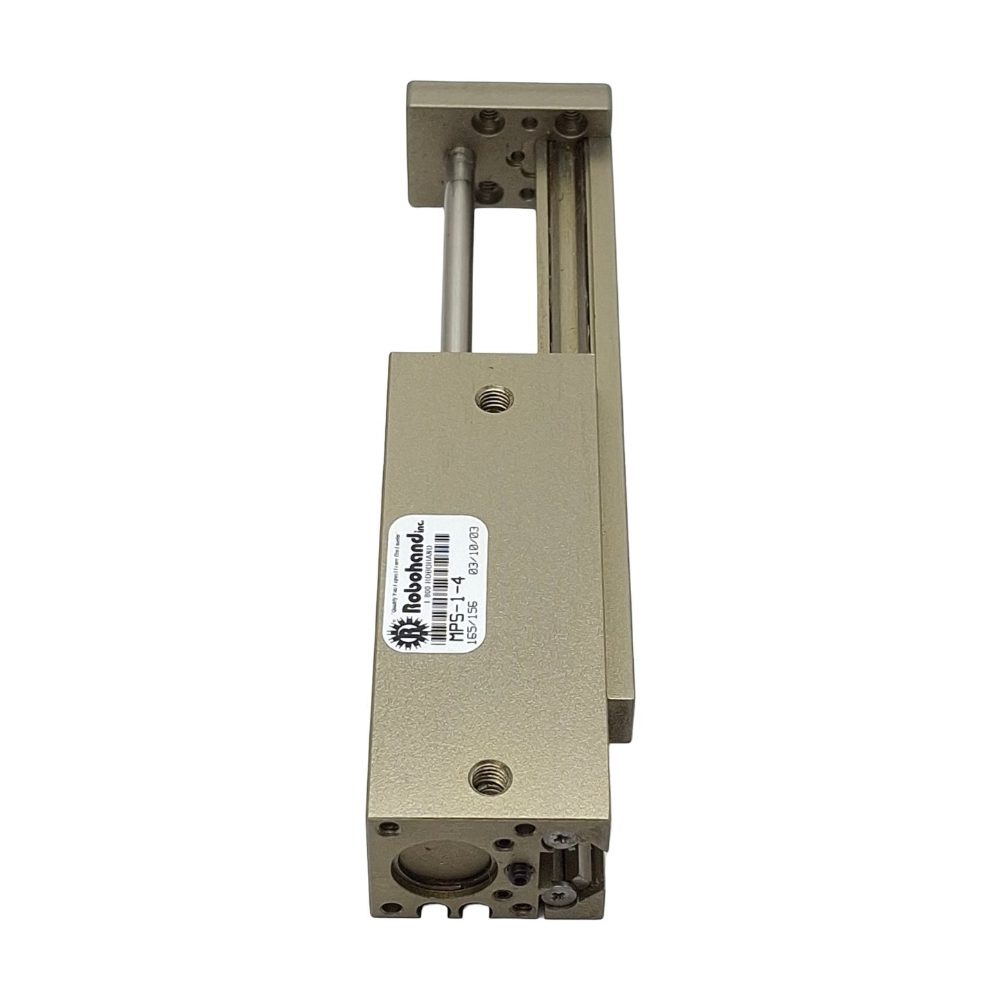Used Robohand MPS-1-4 Mini Rail Thruster Slide, ø7/16" Bore, 2" Stroke, 15lbf, 100psi