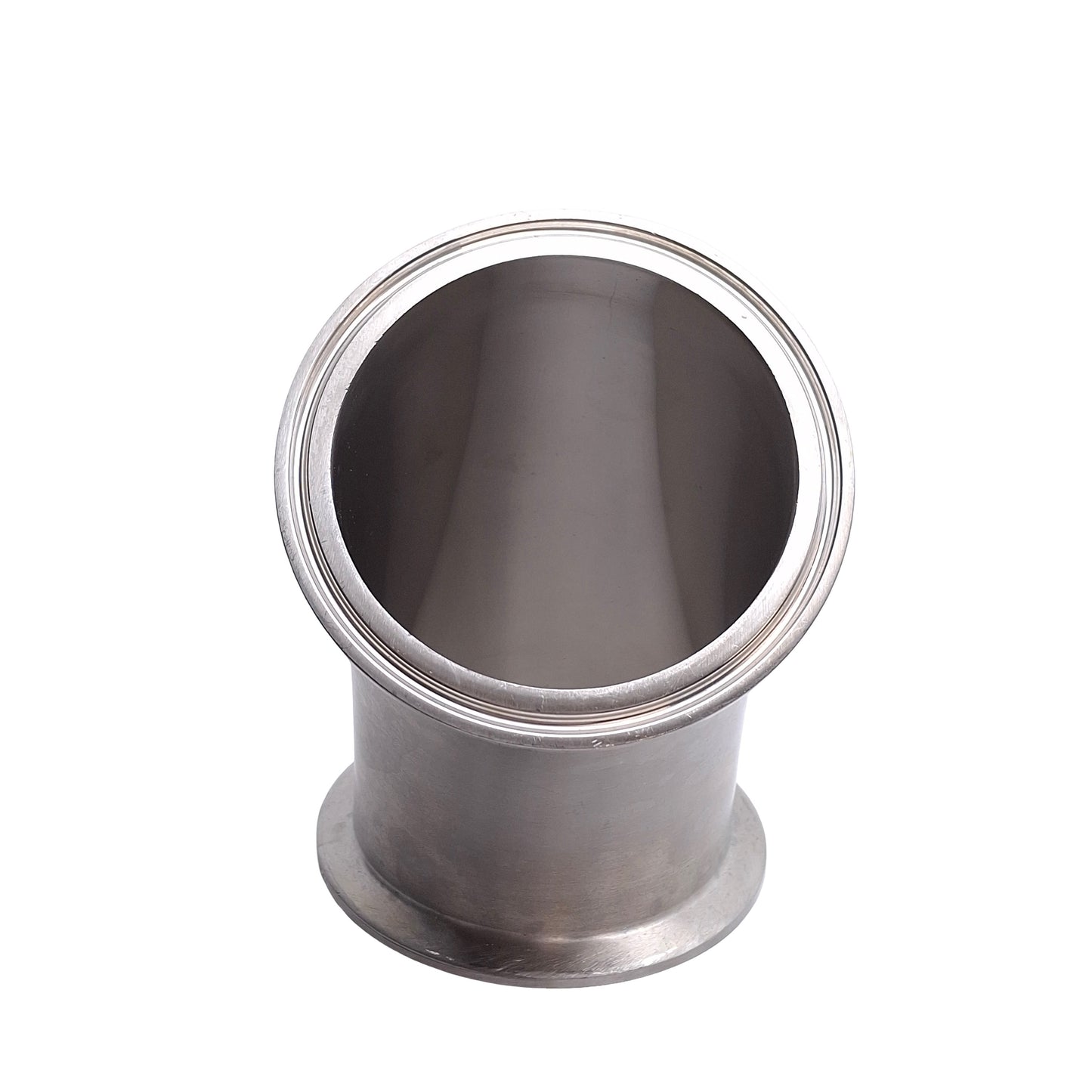 Used Sanitary Tri Clamp Elbow, 45 Degrees, 3in Tube, 3in Tri Clamp, SFF1 Finish