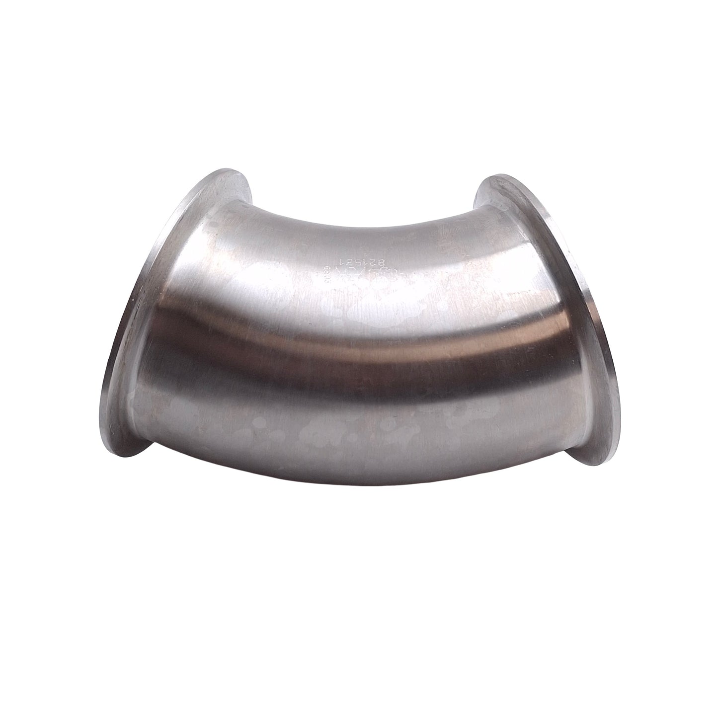 Used Sanitary Tri Clamp Elbow, 45 Degrees, 3in Tube, 3in Tri Clamp, SFF1 Finish