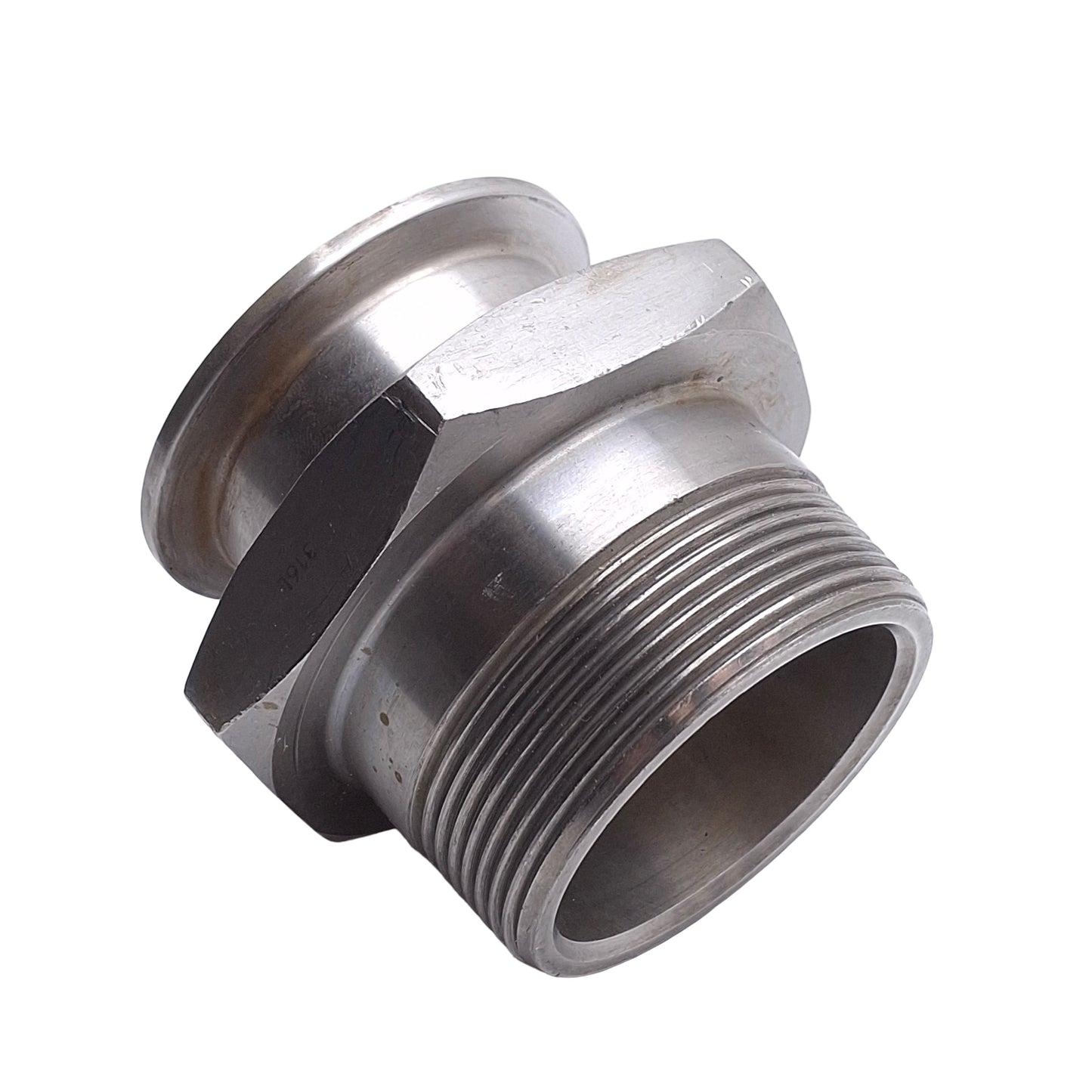 Used Triclamp Sanitary Adapter Large Hex 2in Tri-Clamp To 2in NPT Male 316L Stainless