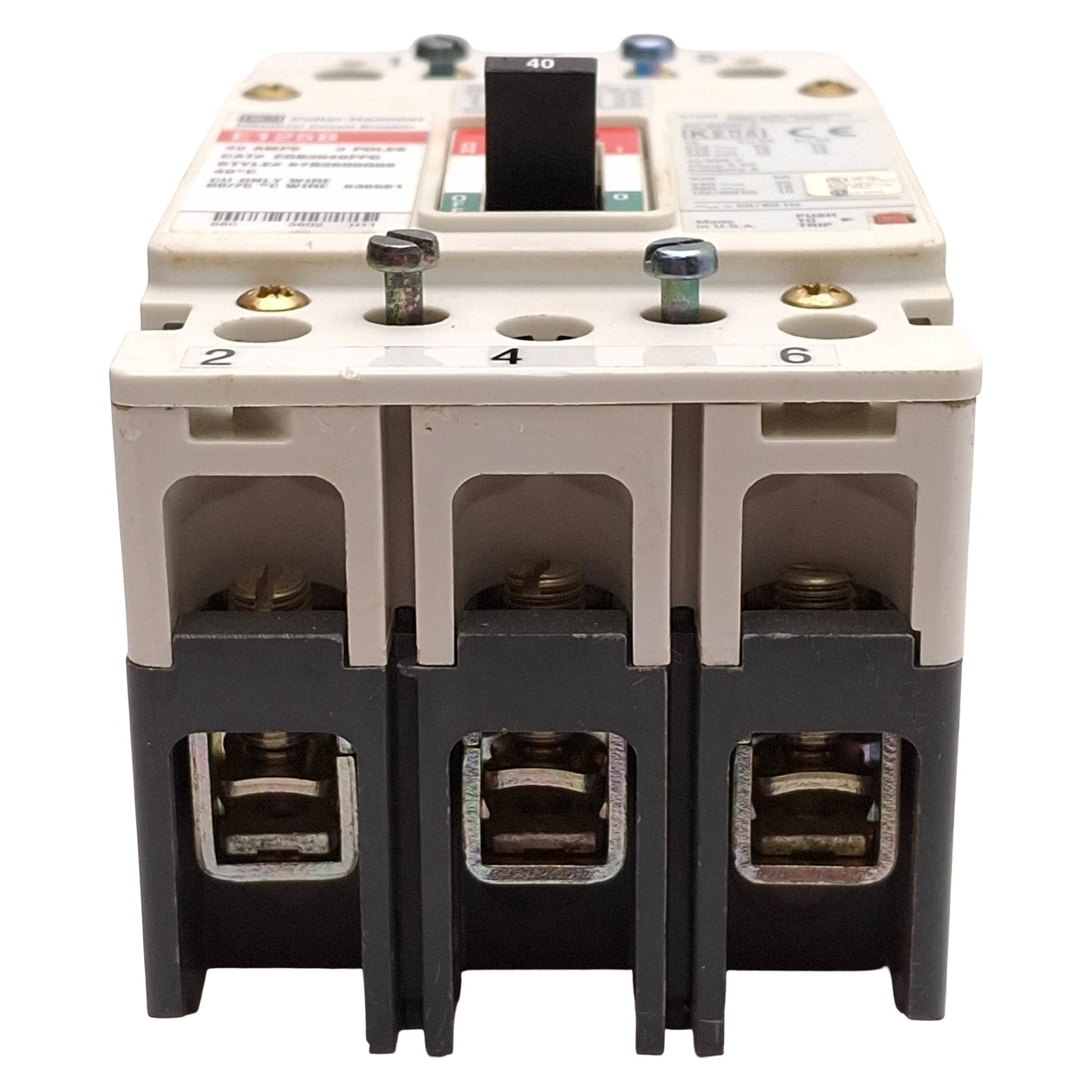 Used Cutler Hammer EGB3040FFG E125B Circuit Breaker, 3-Pole 40A, 415VAC 250VDC Max