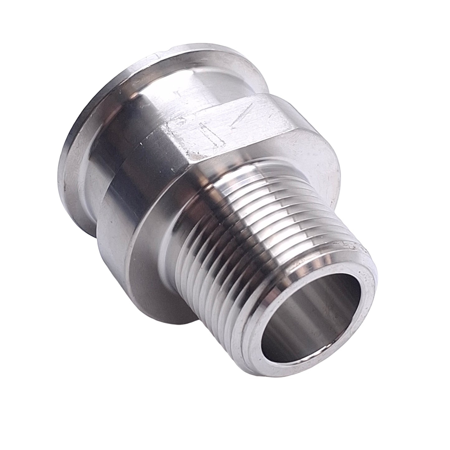 Used Steel & Obrien 21MP-1 Sanitary Clamp Adapter, 1in Tri-Clamp to 1in NPT, 316L SS