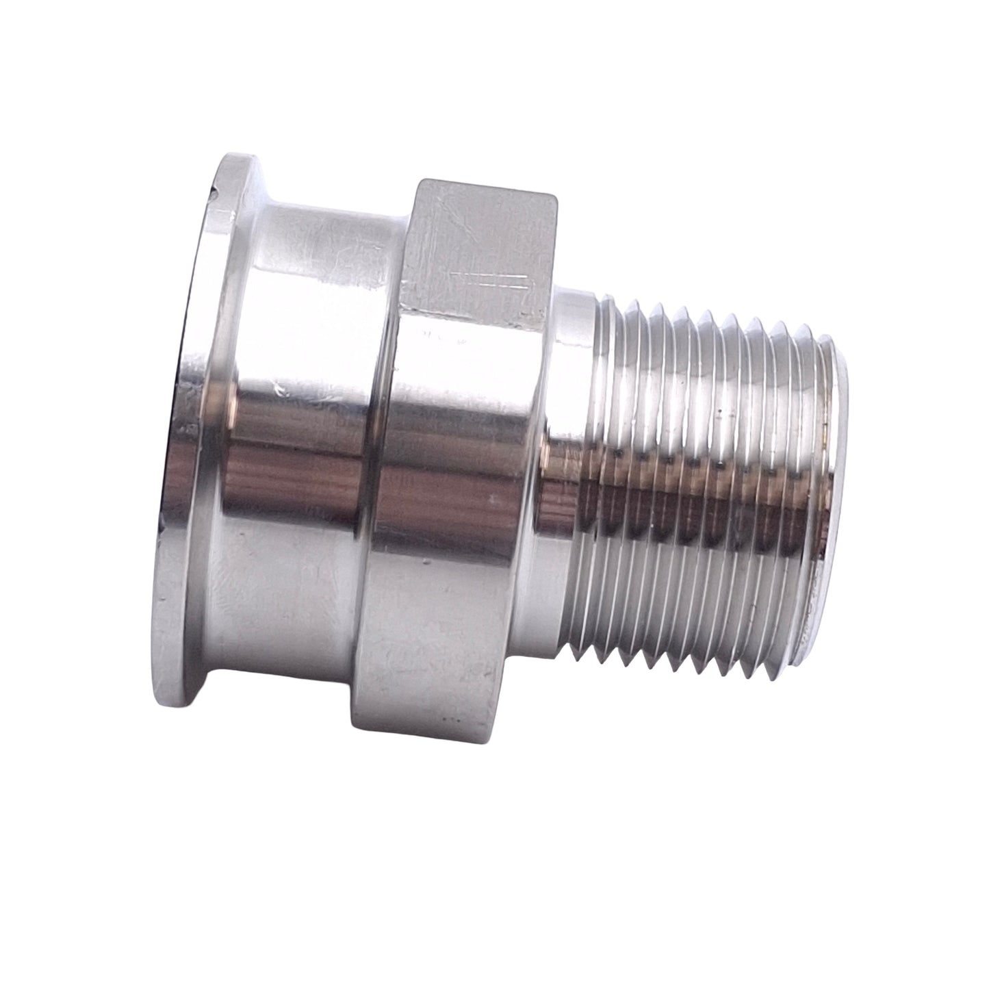 Used Steel & Obrien 21MP-1 Sanitary Clamp Adapter, 1in Tri-Clamp to 1in NPT, 316L SS