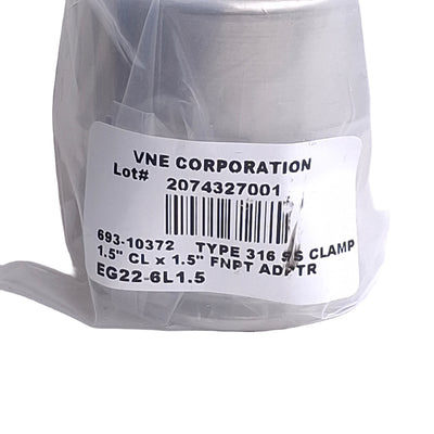 New VNE EG22-6L1.5 Sanitary Clamp Adapter 1.5in Tri-Clamp to 1.5in NPT Female