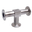 Used Sanitary Tri-Clamp Tee Fitting, SFF4 Finish, 5.25in x 3.5in, 1-1/2in Tri-Clamp