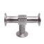 Used Sanitary Tri-Clamp Tee Fitting, SFF4 Finish, 5.25in x 3.5in, 1-1/2in Tri-Clamp