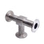 Used Sanitary Tri-Clamp Tee Fitting, SFF4 Finish, 5.25in x 3.5in, 1-1/2in Tri-Clamp