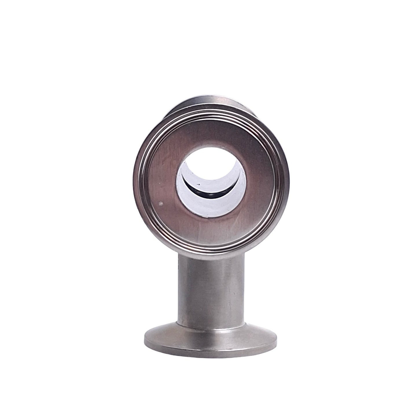 Used Sanitary Tri-Clamp Tee Fitting, SFF4 Finish, 5.25in x 3.5in, 1-1/2in Tri-Clamp