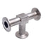 Used Sanitary Tri-Clamp Tee Fitting, SFF4 Finish, 5.25in x 3.5in, 1-1/2in Tri-Clamp