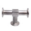 Used Sanitary Tri-Clamp Tee Fitting, SFF4 Finish, 5.25in x 3.5in, 1-1/2in Tri-Clamp