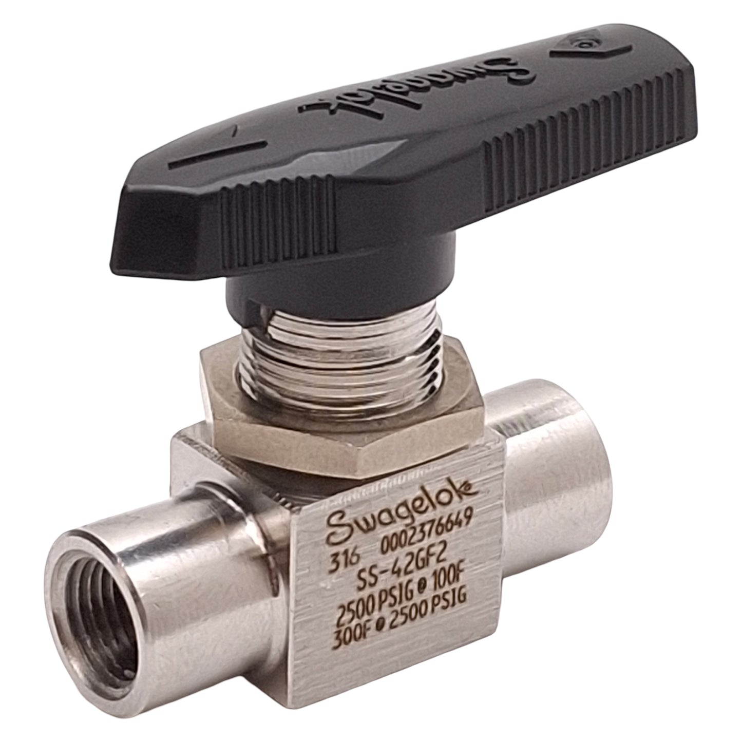Used Swagelok SS-42GF2 Stainless Steel 1-Piece 40G Series Ball Valve, 1/8in NPT