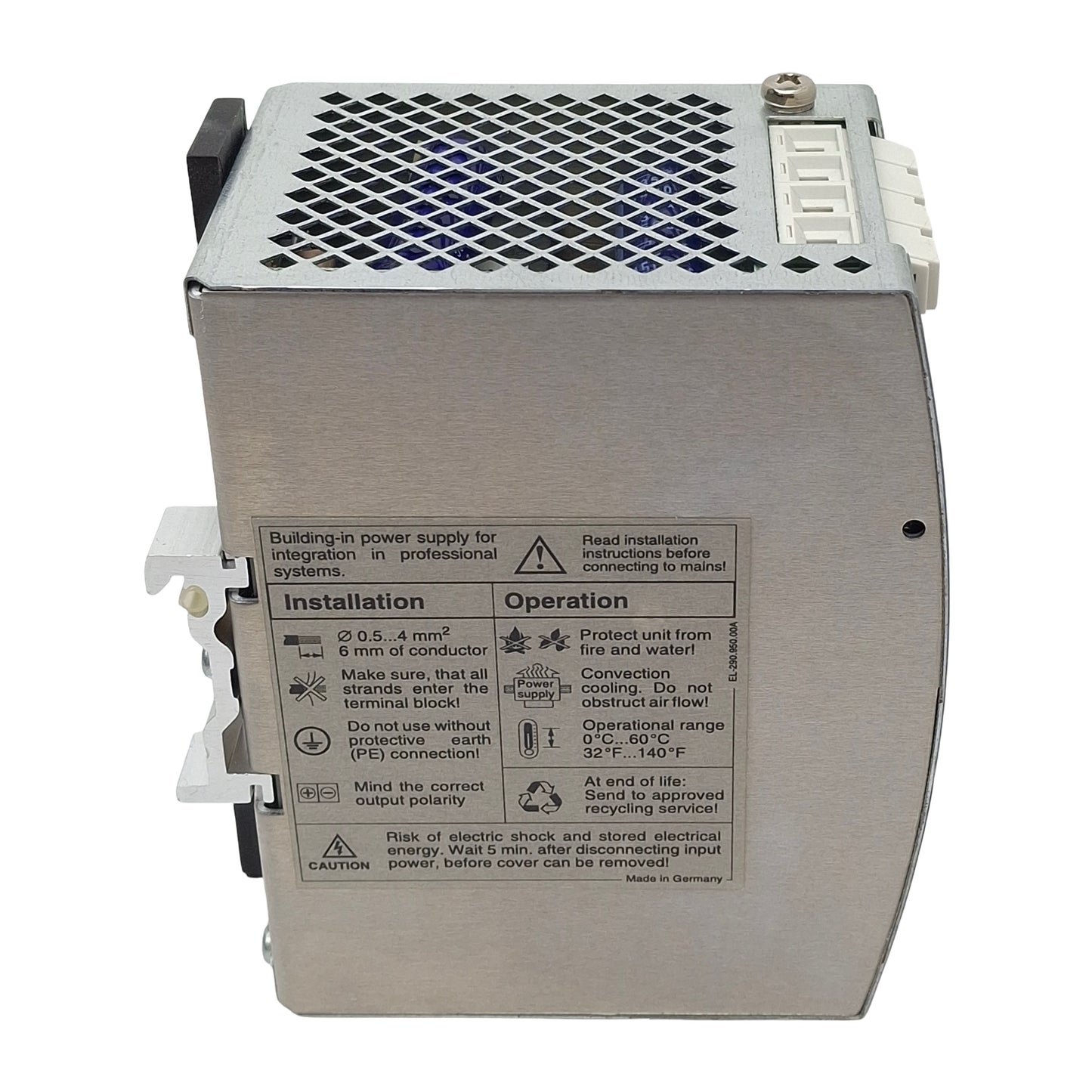 Used Sola SDN5-24-100 Power Supply, 115/230VAC In, 5A 24VDC Out, 120W, DIN Rail