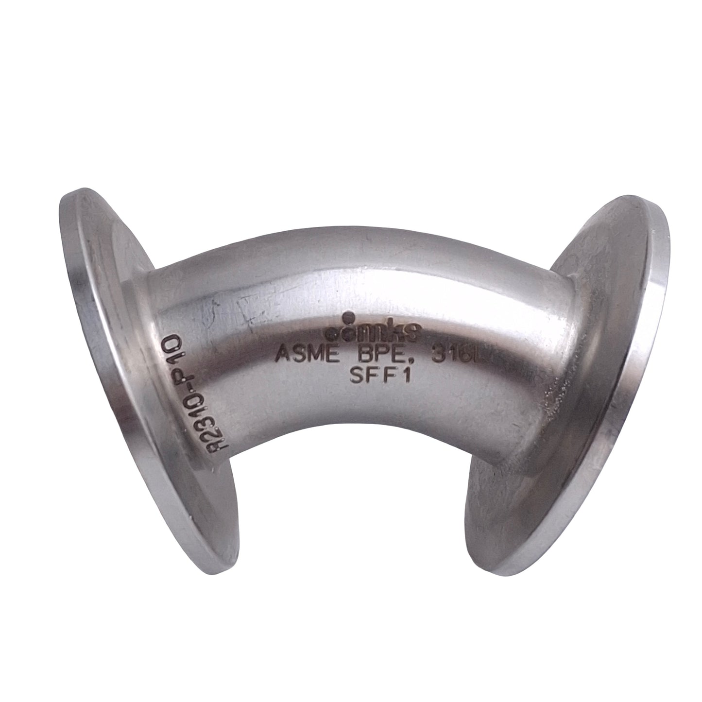 Used MKS R2310-P10 818440 Sanitary Elbow, 45°, ASME BPE SFF1 316L, 1in Tri-Clamp