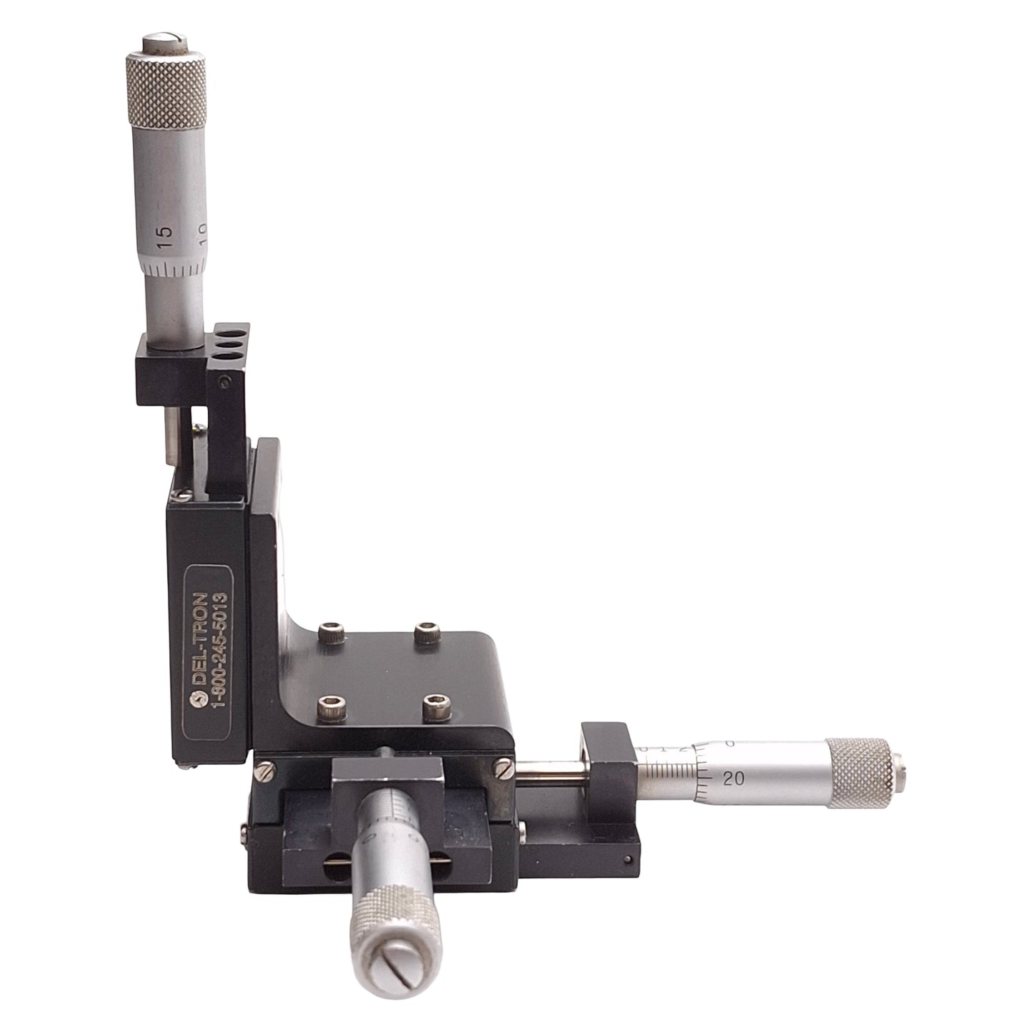 Used Deltron 101-XYZ Ball Slide Positioning Stage, 3-Axis, 0.5in Travel, 1.25x1.25in