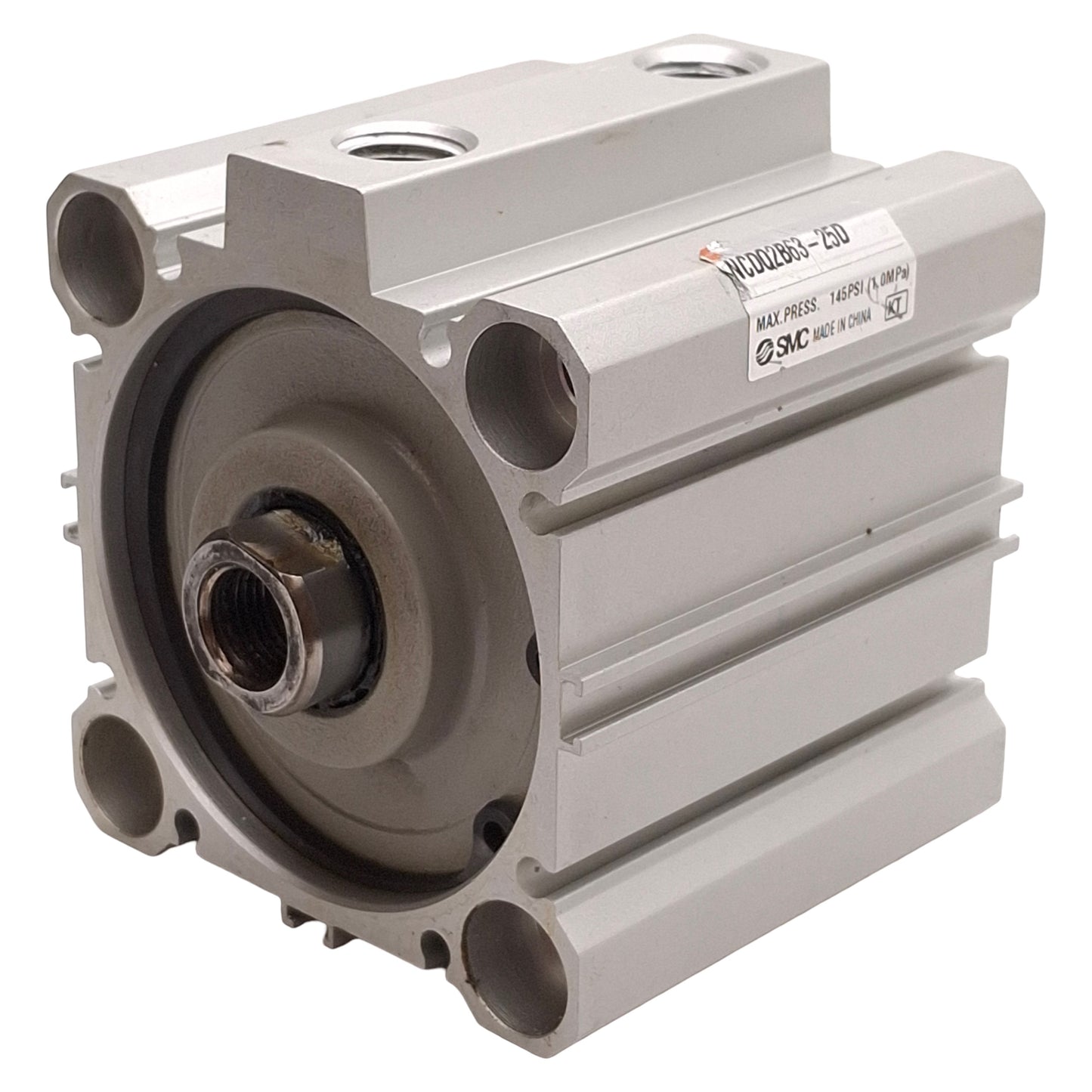 Used SMC NCDQ2B63-25D Compact Cylinder, ø63mm Bore, 25mm Stroke, 145psi, 1/4in NPT