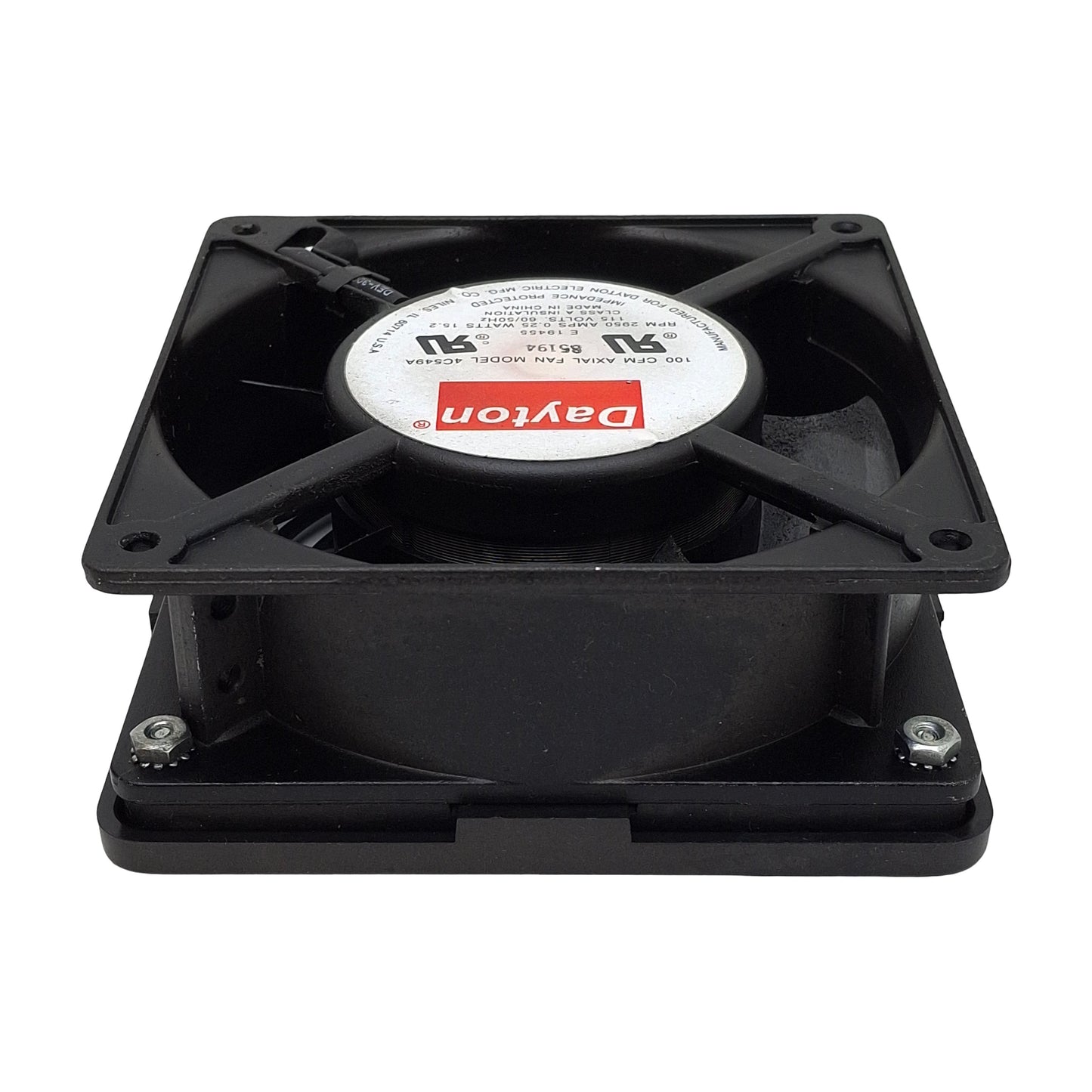 Used Dayton 4C549A Axial Cooling Fan 100CFM, 115VAC 0.25A, 2950RPM, 120x120x38mm