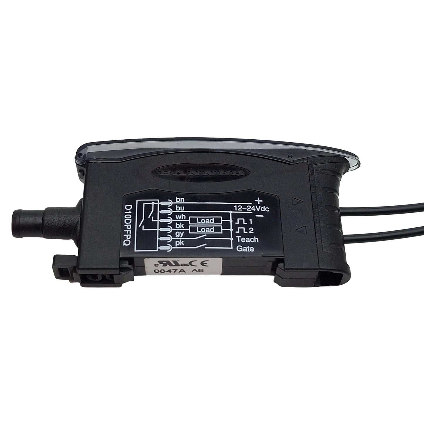 New – Open box Banner D10DPFPQ Fiber Optic Sensor Amplifier, 2PNP, 12-24VDC, 6-Pin M8 Male