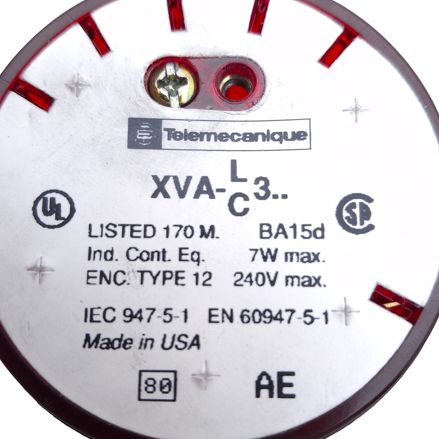 Used Telemecanique XVA-LC3 Red Stack Tower Light Indicator 240VAC, 7.5in Height
