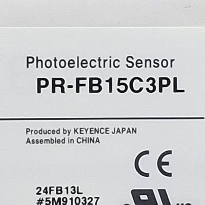 New Keyence PR-FB15C3PL Photoelectric Sensor, PNP, 1-15mm Range, 10-30VDC, 3-Pin M8