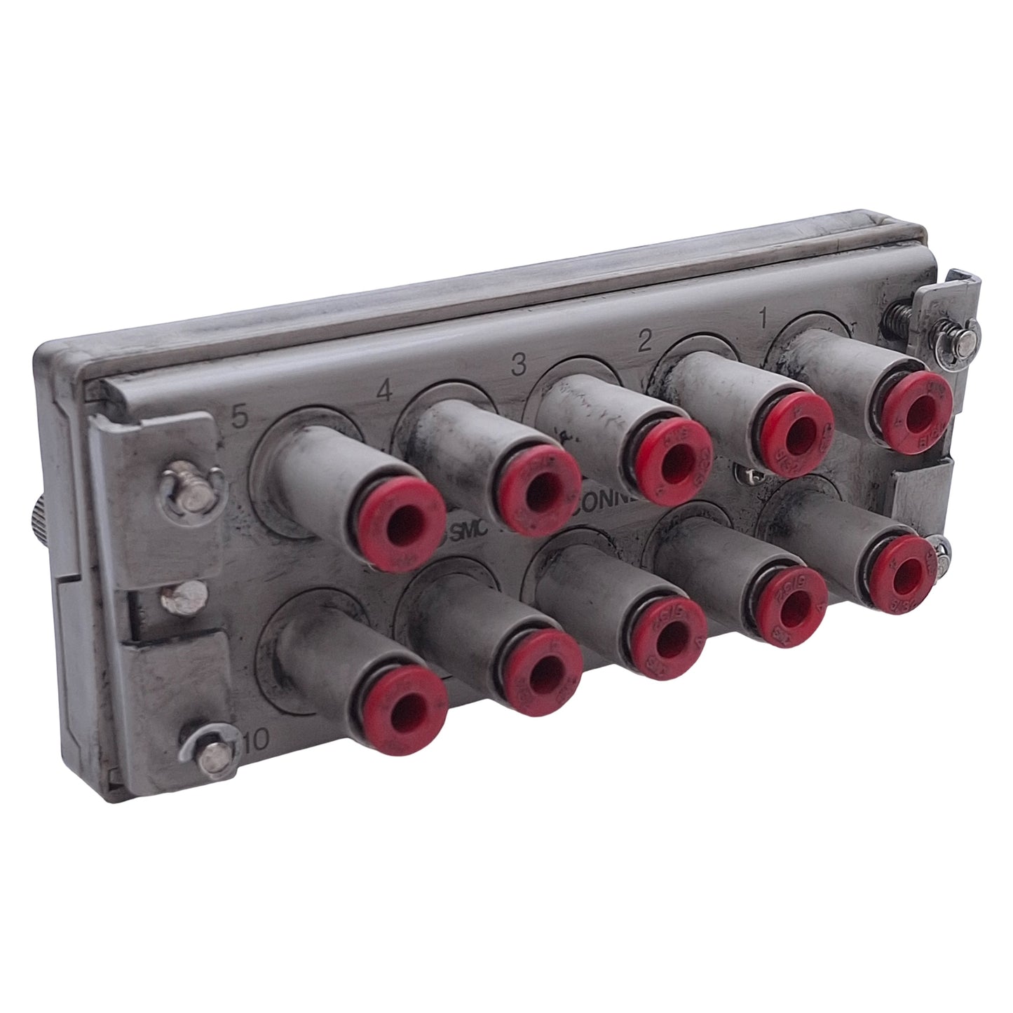 Used SMC KDM10-04 Pneumatic Multiconnector, ø4mm One-Touch, 10 Tubes, -100kPa~1.0MPa