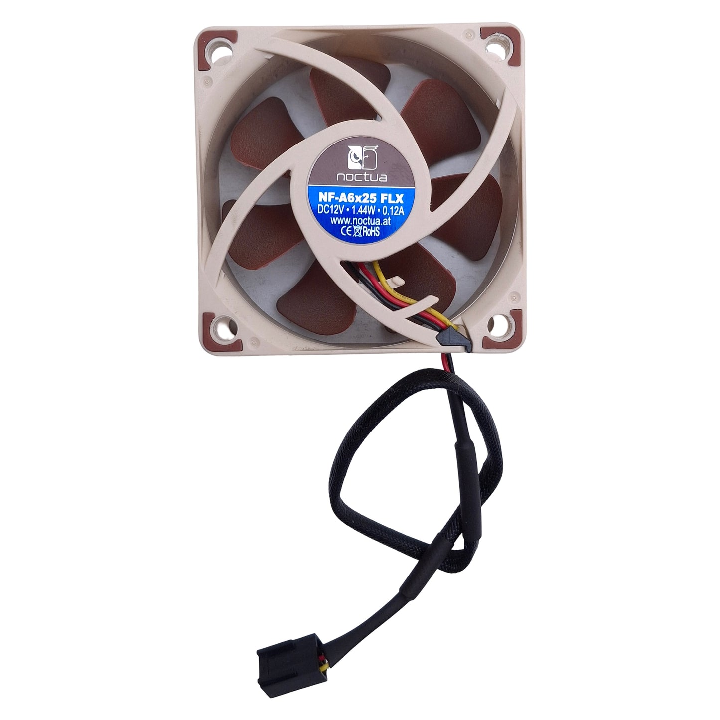 Used Lot of 2 Noctua NF-A6X25 FLX Cooling Fan 29.2m³/h, 12VDC, 3000rpm, 60x60x25mm