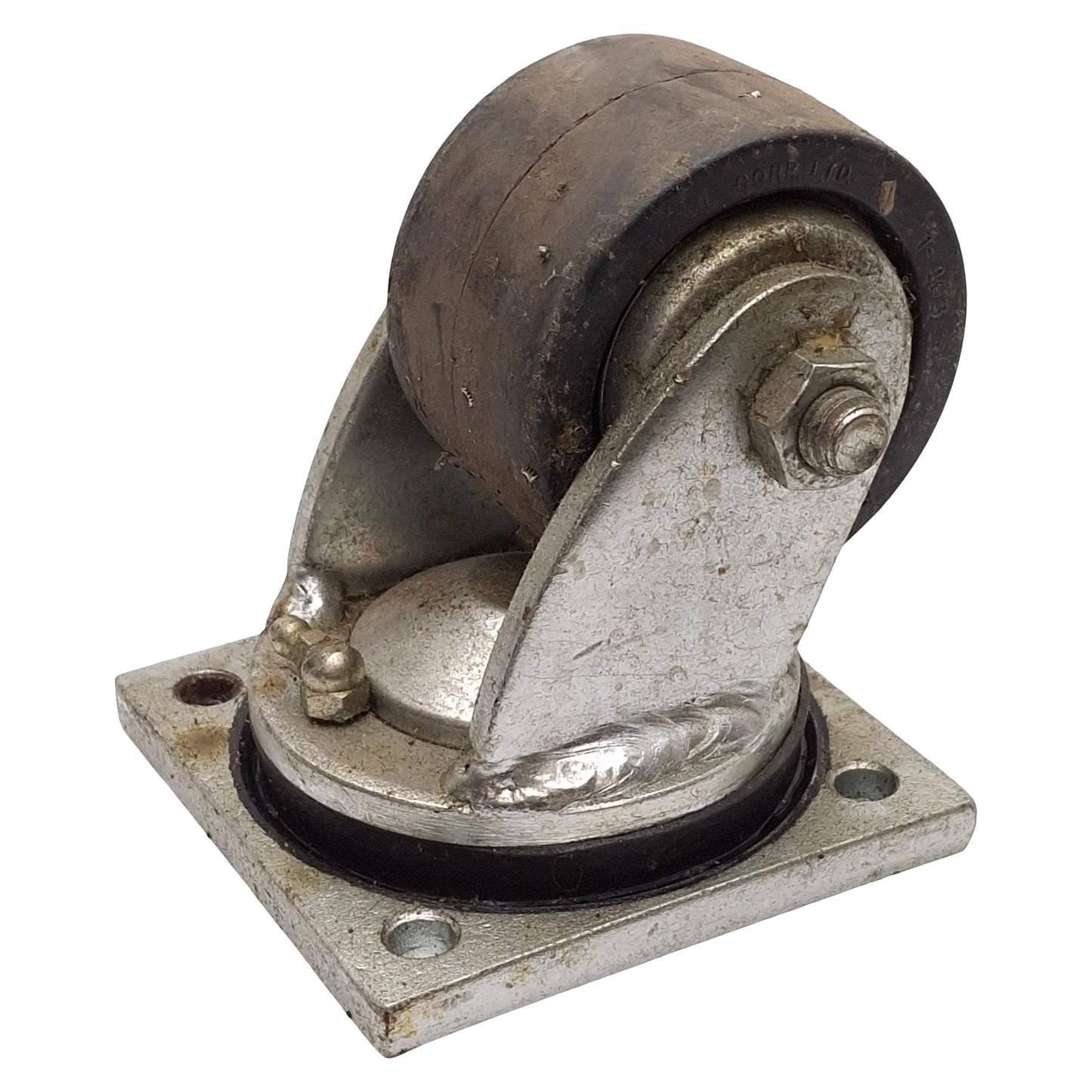 Used Darnell Heavy Duty Top Plate Swivel Caster ø3in x 1-7/8in Wheel, 4in x 4in Plate