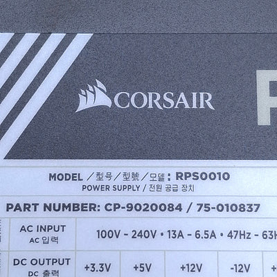 Used Corsair RPS0010 RM1000i Power Supply 1000W Output, 100-240VAC Input, 6.5-13A