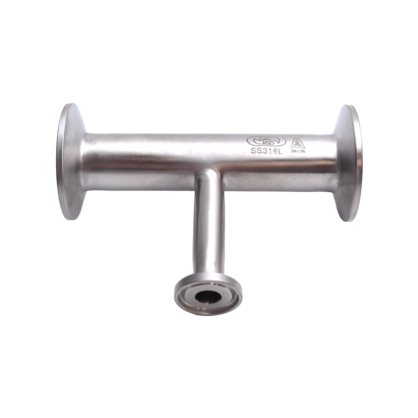 Used Steel & OBrien Stainless Steel Reducing Tee, 1/2in to 1in to 1in Tri-Clamp