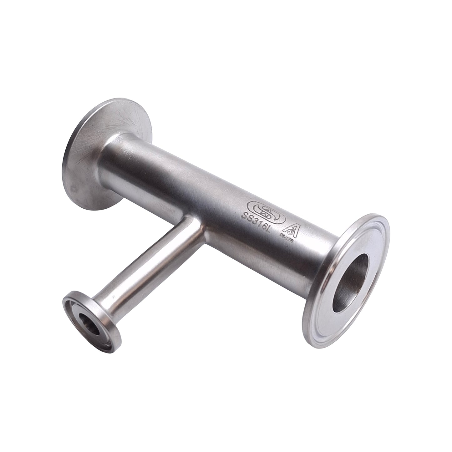 Used Steel & OBrien Stainless Steel Reducing Tee, 1/2in to 1in to 1in Tri-Clamp