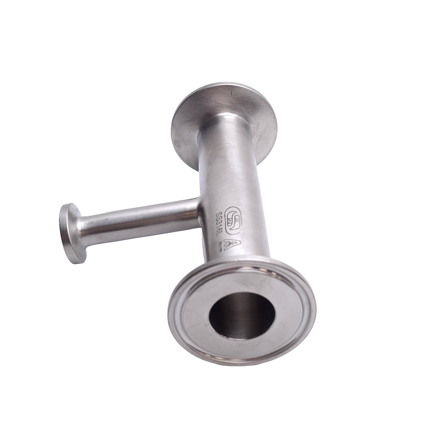 Used Steel & OBrien Stainless Steel Reducing Tee, 1/2in to 1in to 1in Tri-Clamp