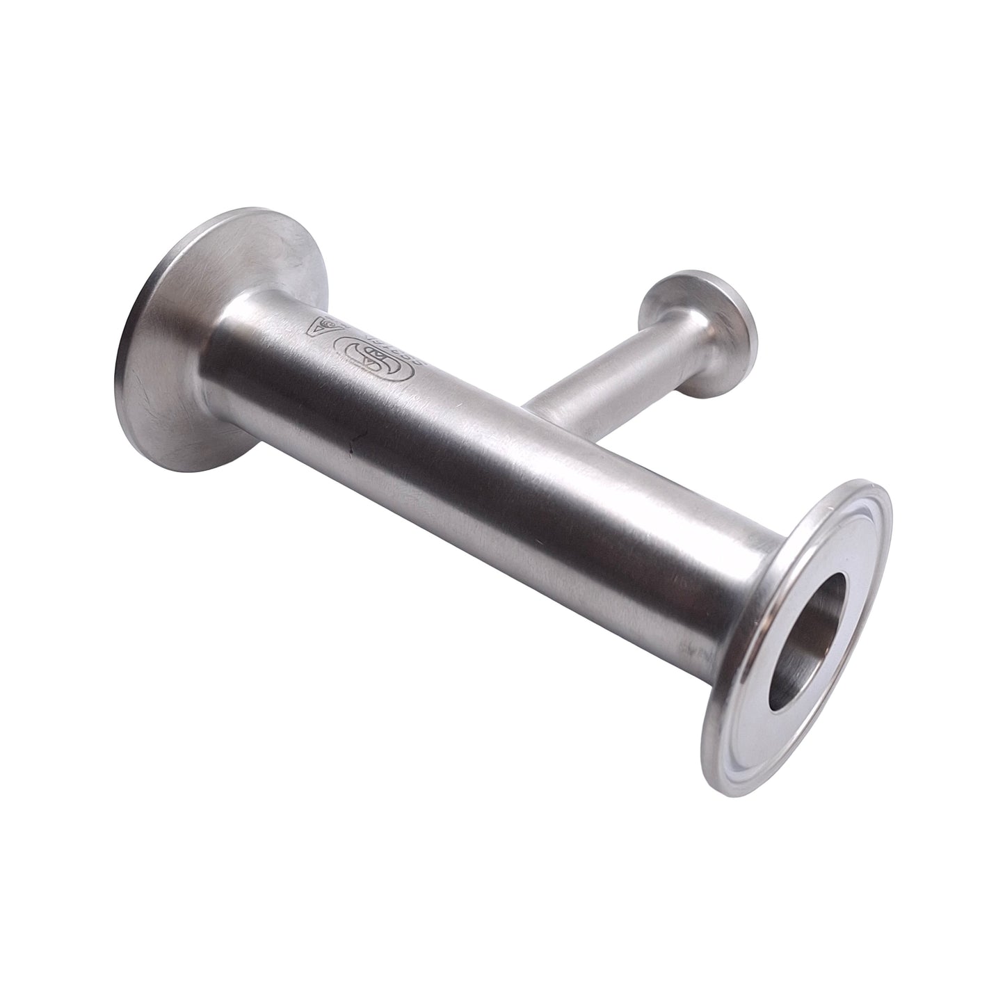 Used Steel & OBrien Stainless Steel Reducing Tee, 1/2in to 1in to 1in Tri-Clamp