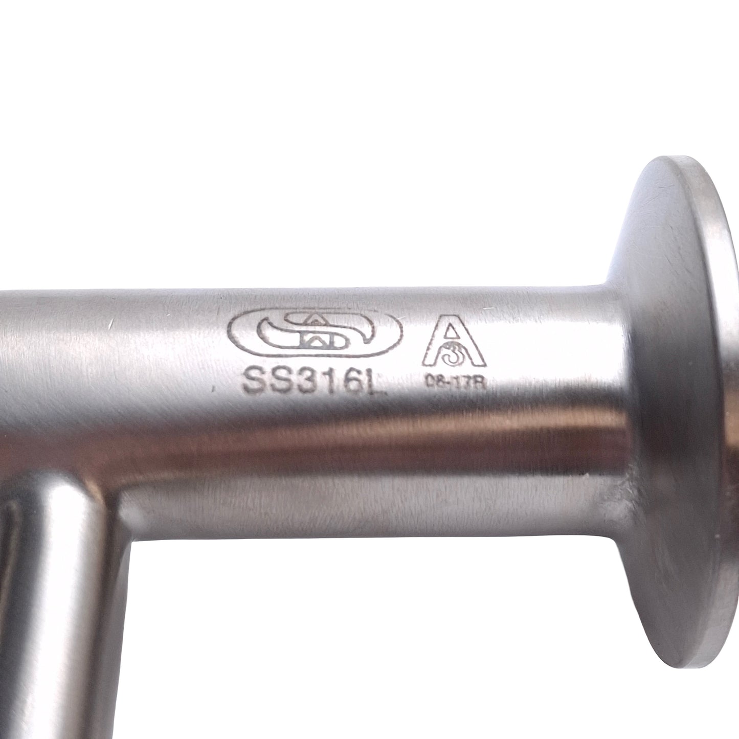 Used Steel & OBrien Stainless Steel Reducing Tee, 1/2in to 1in to 1in Tri-Clamp