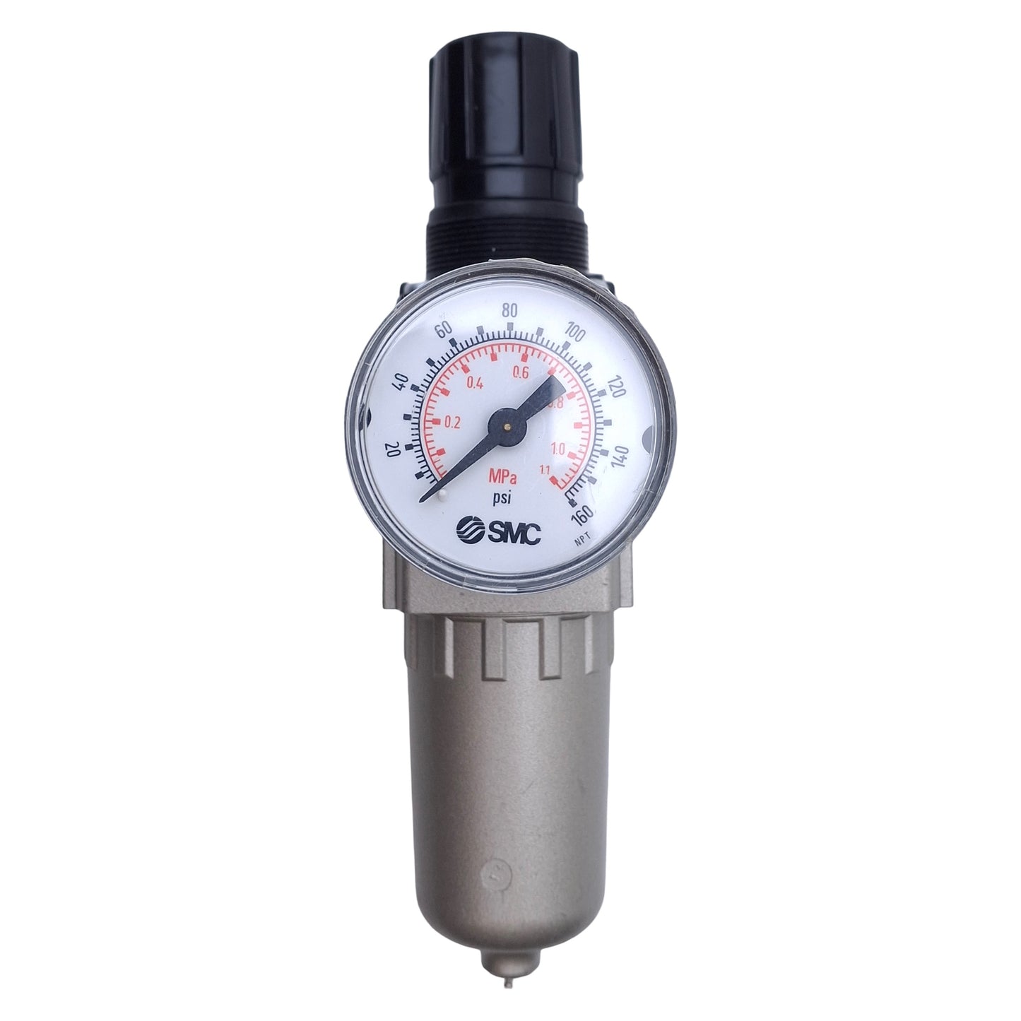 Used SMC AW20-N01-2Z Pneumatic Filter Regulator 7-125psi Set, 1/8" NPT w/ Gauge
