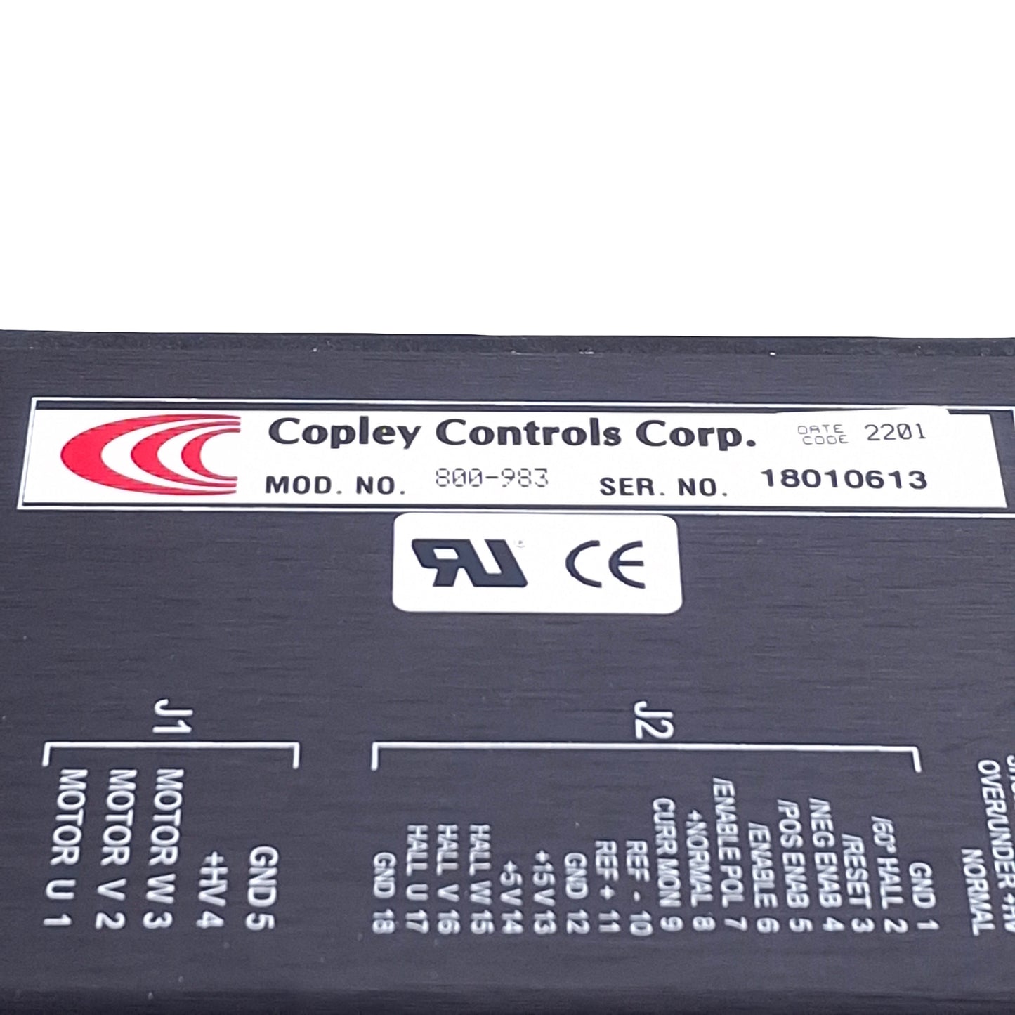 Used Copley Controls 800-983 Servo Motor Drive, *Missing J2 Connector*