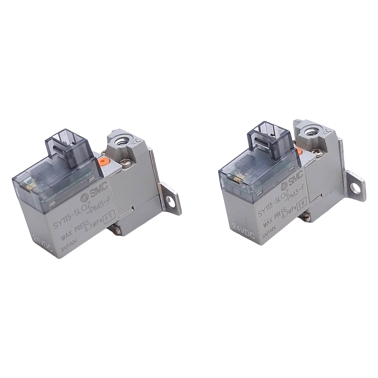 Used Lot of 2 SMC SY113-5LOZ-PM3-F Solenoid Valve 3-Port 2-Position, 24VDC M5x0.8