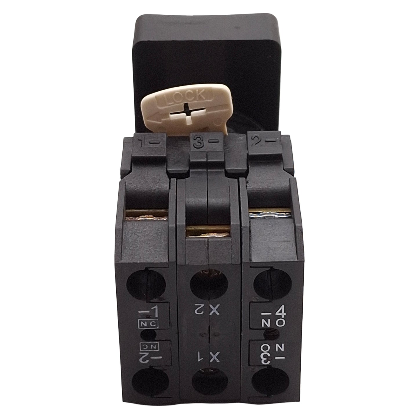 Used Eaton E22DB1B20X11C Double Headed Illuminated Pushbutton, 1NO+1NC, I/O Marking