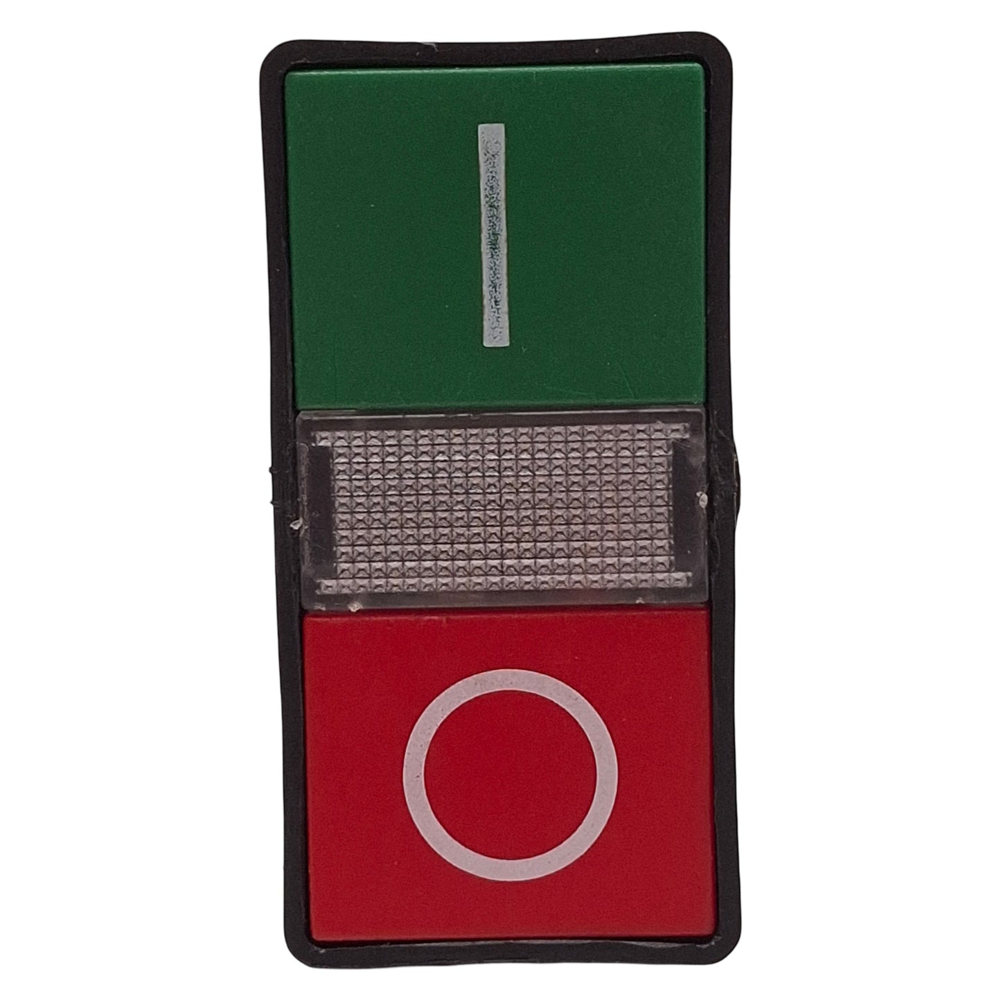Used Eaton E22DB1B20X11C Double Headed Illuminated Pushbutton, 1NO+1NC, I/O Marking