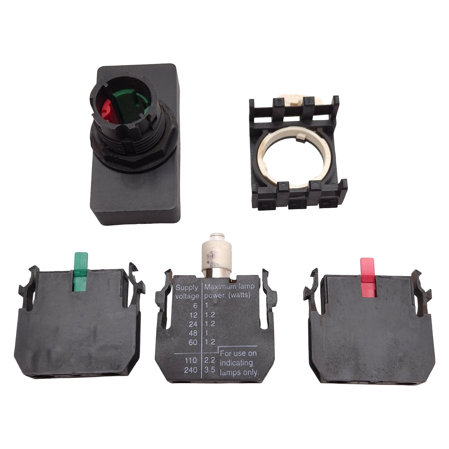 Used Eaton E22DB1B20X11C Double Headed Illuminated Pushbutton, 1NO+1NC, I/O Marking