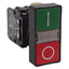Used Eaton E22DB1B20X11C Double Headed Illuminated Pushbutton, 1NO+1NC, I/O Marking