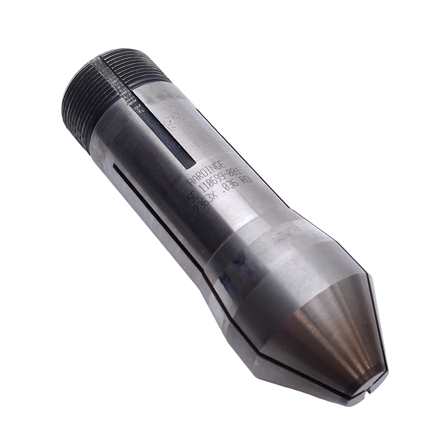 Used Hardinge 110699-001 7363X Flat Nose Collet, 0.036in Round, 5C Mount, 4.47in OAL