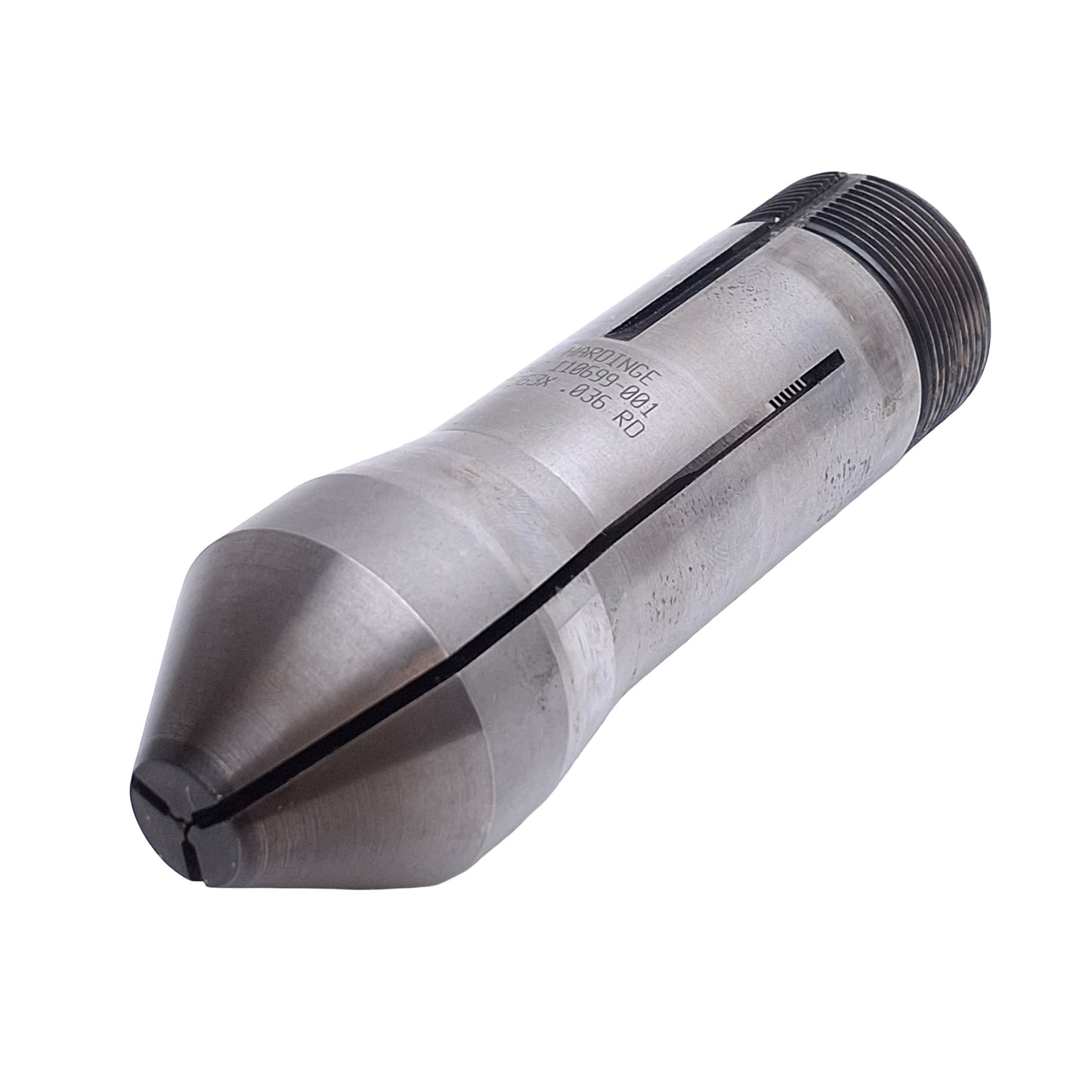 Used Hardinge 110699-001 7363X Flat Nose Collet, 0.036in Round, 5C Mount, 4.47in OAL