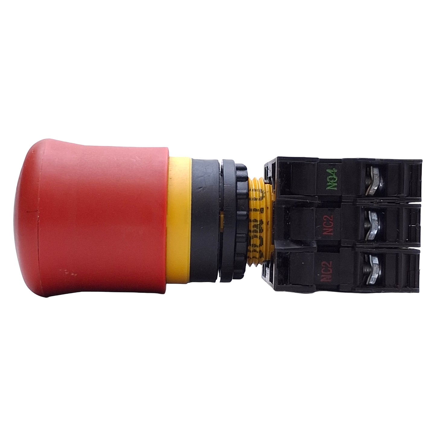 Used Eaton M22-PVT-K12 Red Twist Release Push Button ø22.5mm, 1NO 2NC, 600VAC 10A