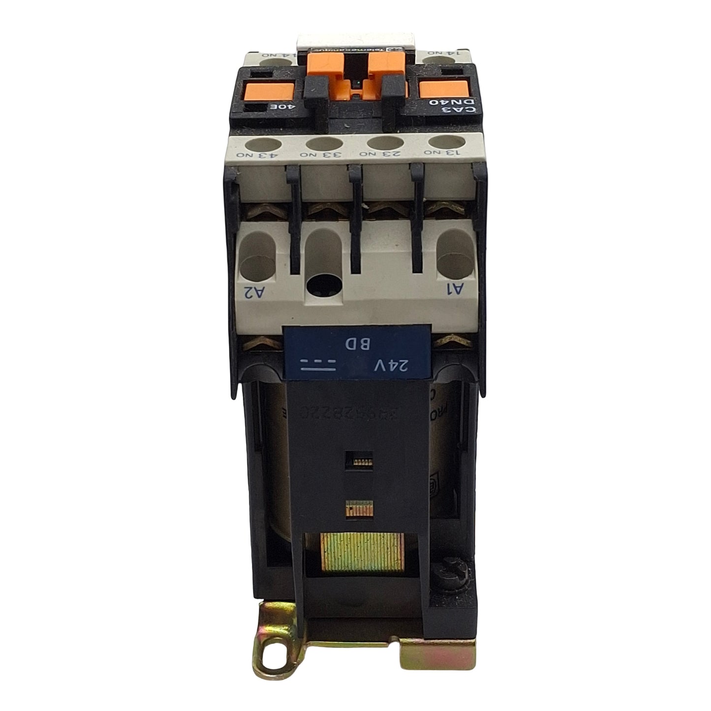 Used Telemecanique CA3-DN40BD Contactor, 4-Pole 4NO, 10A 500VAC, 24VDC Coil