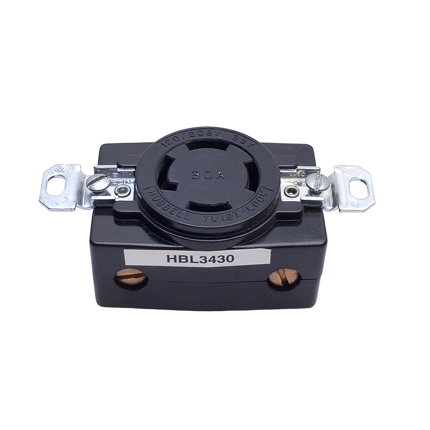 Used Hubbell HBL3430 Twist Lock Receptacle, 4-Pole 4-Wire, 120Y/208VAC 30A