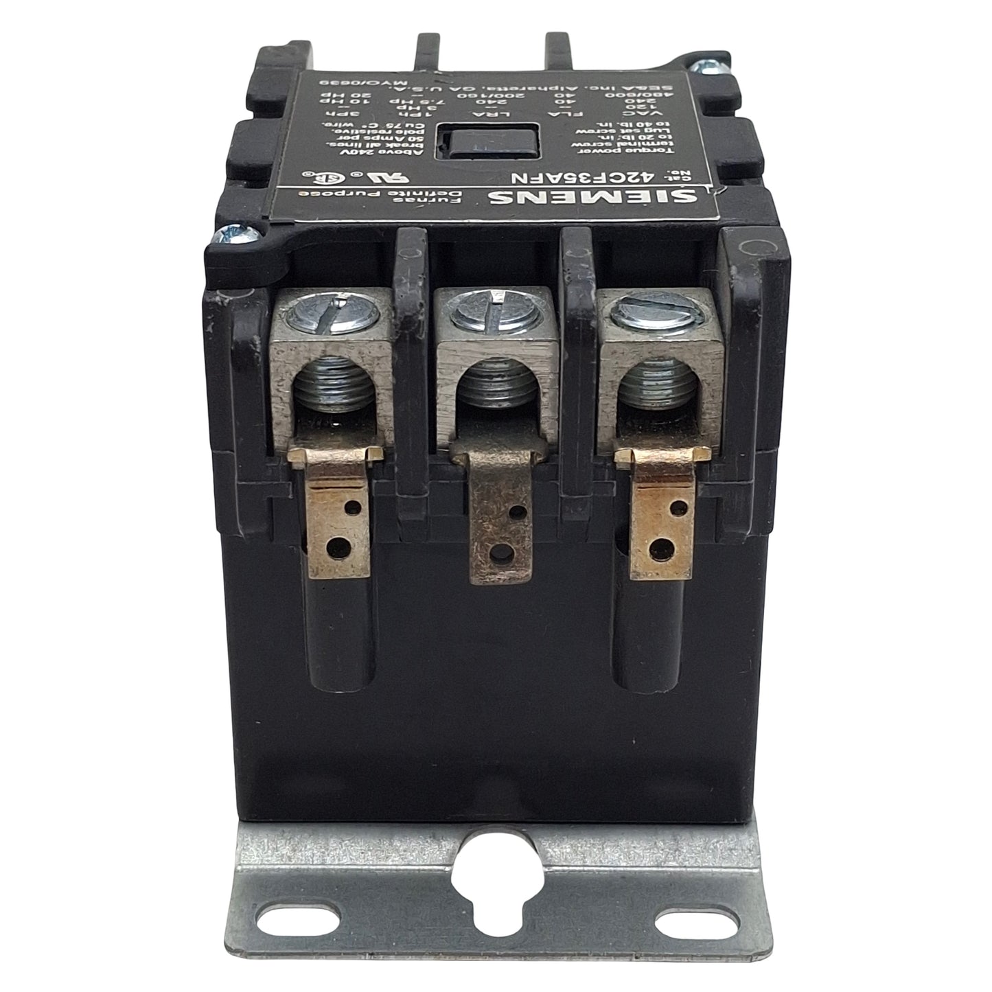 Used Siemens 42CF35AFN DIN Rail Contactor, 3-Poles, 40A 600VAC, 110/120VAC Coil