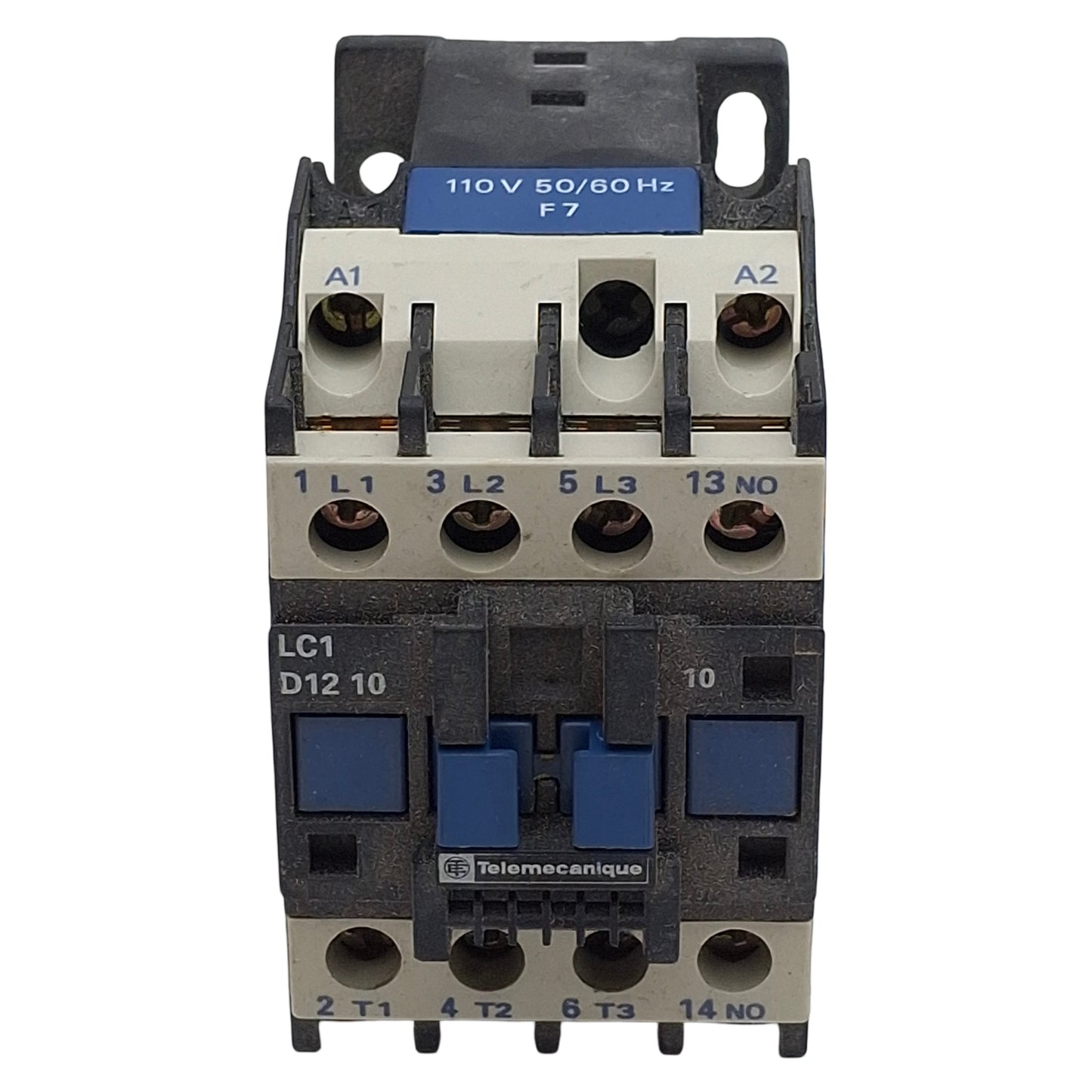 Used Telemecanique LC1D1210F7 Contactor, 3-Pole 1NO, 25A 600VAC, 110VAC Coil